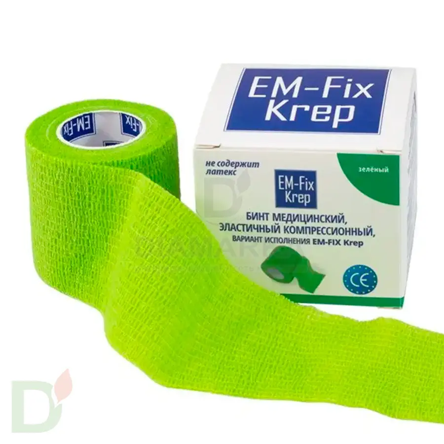 Бинт эластичный когезивный EM-fix krep Лайм, 5 см х 4,5 м в Ростове-на-Дону