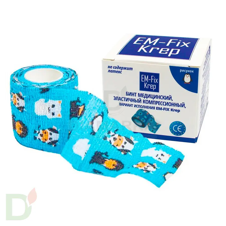 Бинт эластичный когезивный EM-fix krep Детский, 5см х 4,5м в Ростове-на-Дону
