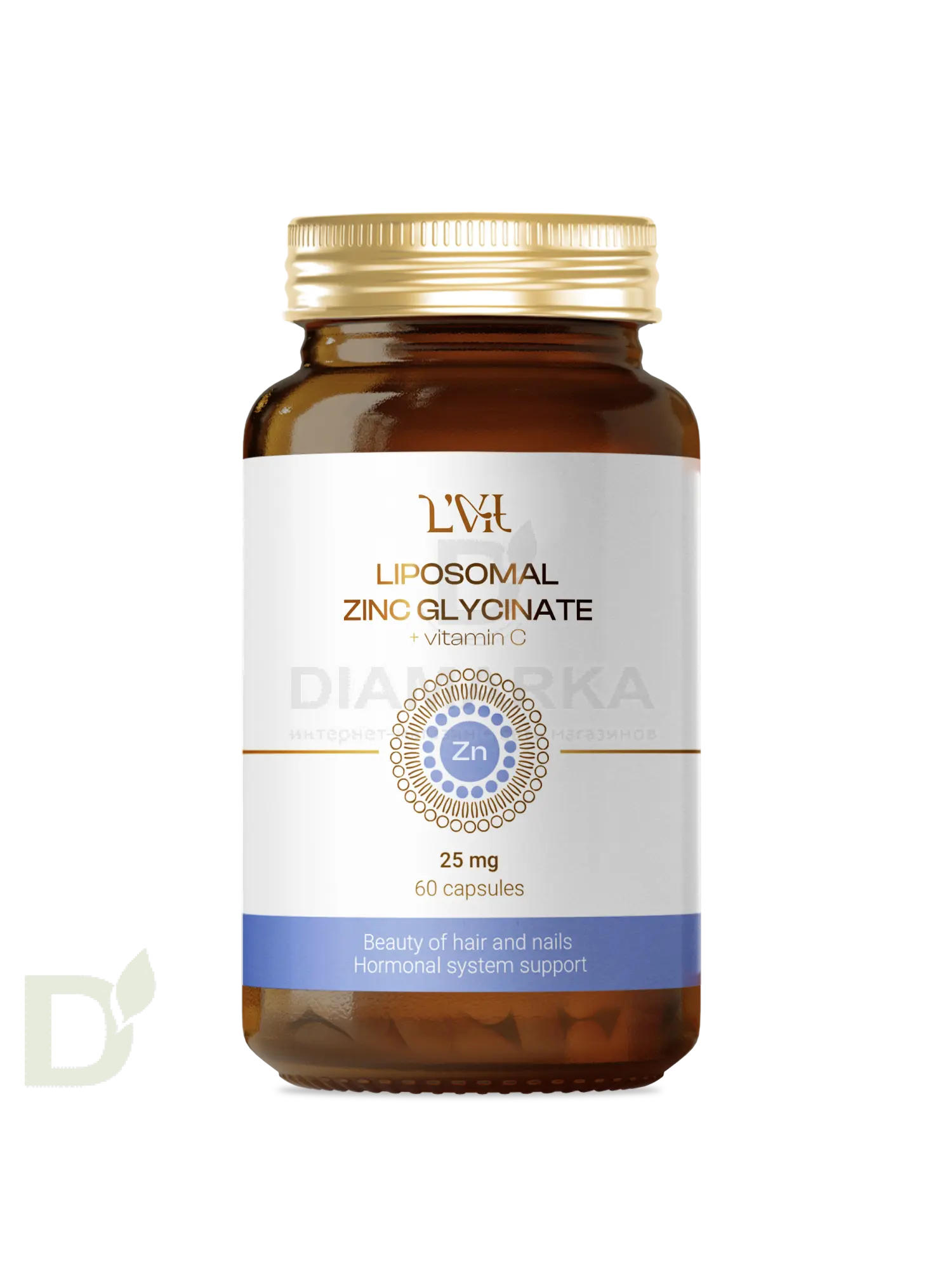 Витамины L'Vit Liposomal Zinc Glycinate + Vitamin C, 25 мг в 1 капсуле, 60 капс в Ростове-на-Дону