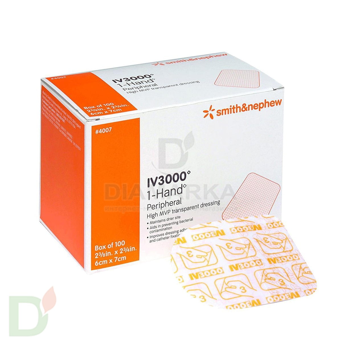 Пластырь пленочный для фиксации сенсоров IV3000, 6х7 см, 1 шт