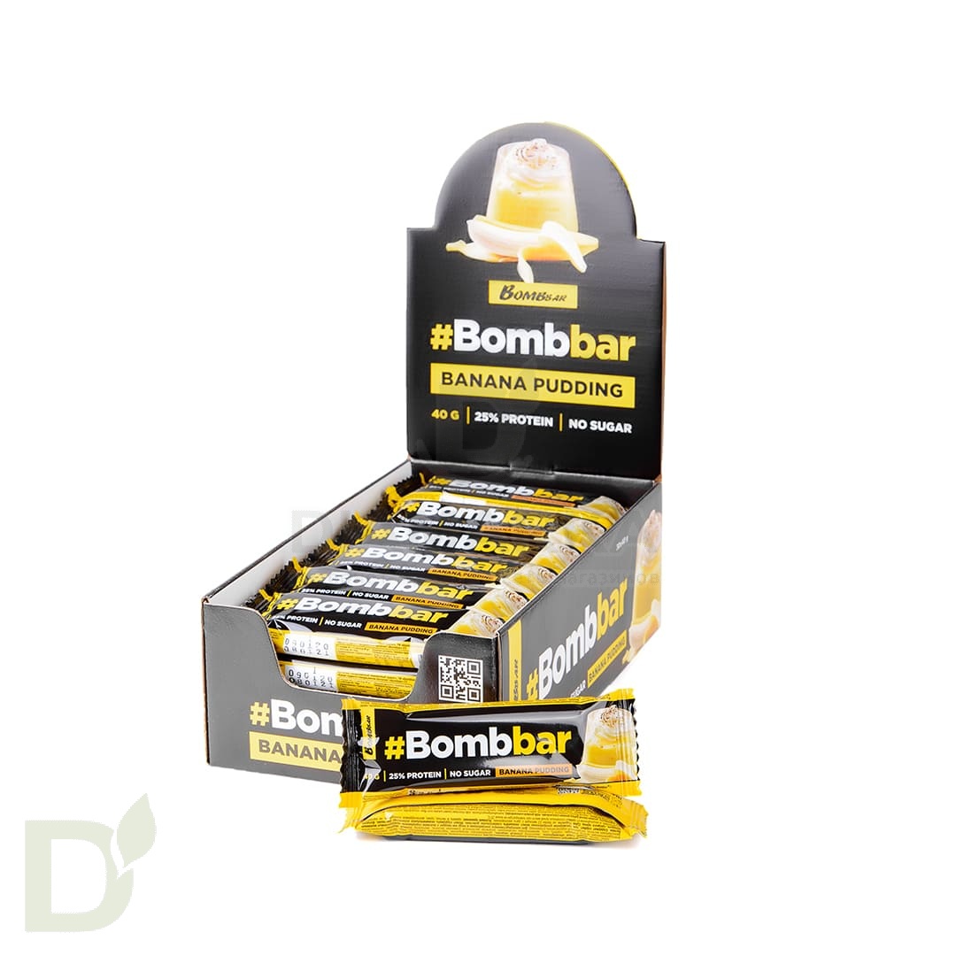 Батончик BOMBBAR глазированный Банановый пудинг 40гр.