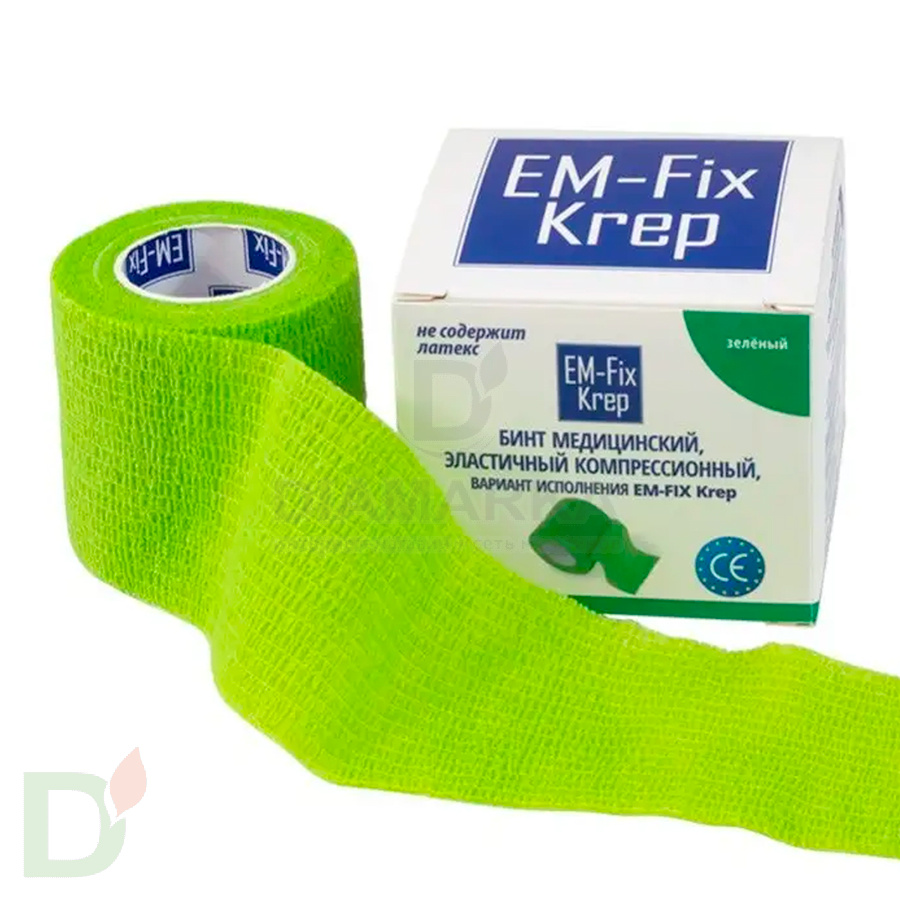 Бинт эластичный когезивный EM-fix krep Лайм, 5 см х 4,5 м в Ростове-на-Дону