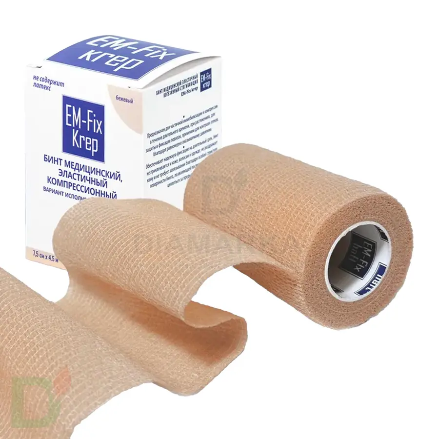Бинт эластичный когезивный EM-Fix krep бежевый, 7,5 см х 4,5 м в Ростове-на-Дону