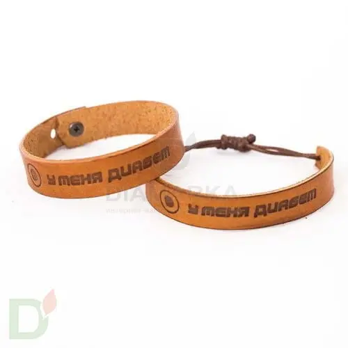 Браслет кожаный "У меня диабет" на завязках (детский-подростковый) в Ростове-на-Дону