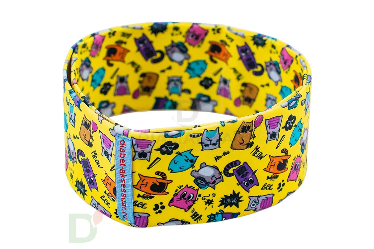 Пояс для ношения помпы на талии INSULA KIDS Котофейки, желтый