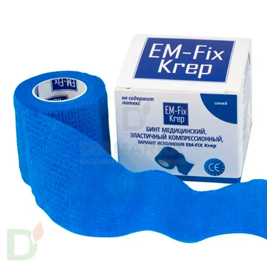 Бинт эластичный когезивный EM-fix krep Синий, 5 см х 4,5 м в Ростове-на-Дону