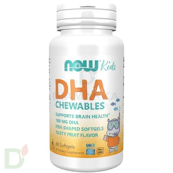 Витамины NOW Омега-3 детская для улучшения памяти и внимания, жевательные пастилки, 1000DHA, 60 шт в Ростове-на-Дону